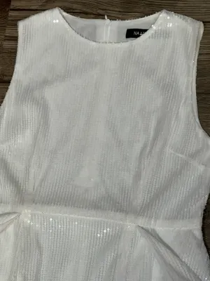 NAANAA White Sequin High Low Bridal Party Dress US 8 thumbnail 5