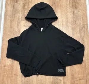 Pink Victoria's‎ Secret | Women's Black Rainbow Gradient Logo Cropped Hoodie, S thumbnail 1