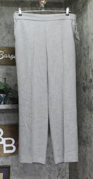 Kasper Straight Leg Pocketed Pull On Elastic Back Trouser Pants Pebble Gray L thumbnail 1