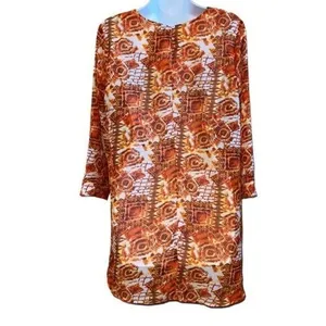 THE LIMITED Oversized High‎ Low Tunic Oranges & Cream 3/4" Sleeves NWOT Large thumbnail 5