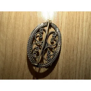 Antique Norwegian Viking Style Silver 830 S Round Brooch Scandinavian Design thumbnail 3