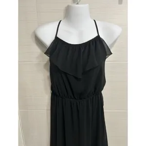No Boundaries Little Black Dress Chiffon Adjustable Straps Sheer Ruffle Overlay S, Twee thumbnail 2
