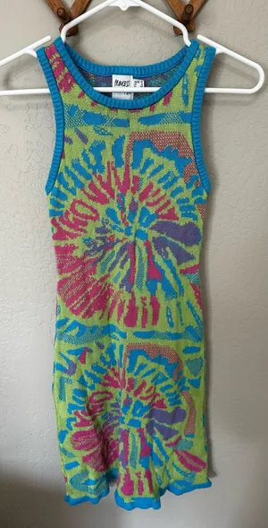 Princess Polly Multicolor Tie-Dye Knit Crew Neck Sleeveless Sweater Dress thumbnail 1