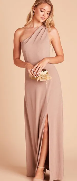 Birdy Grey Kira One Shoulder Bridesmaid Dress Size Small Taupe thumbnail 1