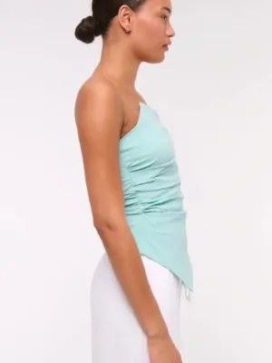 Abercrombie‎ & Fitch Asymmetrical Strapless Top Blue Size XL thumbnail 2