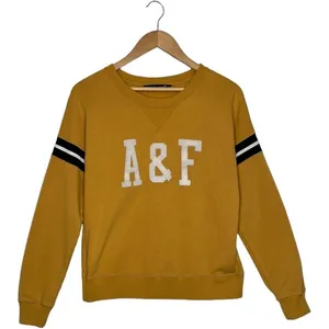 Abercrombie Fitch Top Womens XS Felt Logo Sweatshirt Academic Rugby Yellow thumbnail 1