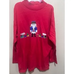 Westbound Red Nutcracker Train Mock Neck‎ Long Sleeve Cotton Shirt Size S thumbnail 5