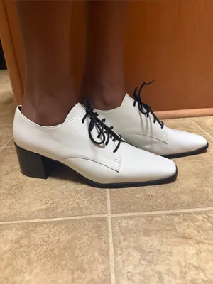 Linea Paolo Ivory Lace-Up Pointed Block Heel Shoes Size 8M thumbnail 11