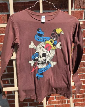 Ed Hardy by Christian Audigier vtg retro women's Death or Glory skull tee Small thumbnail 1