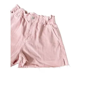Zara Denim Shorts‎ Size 6US Pink Cutoff Elastic Waistline High Waist thumbnail 5