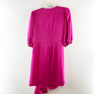 Shoshanna Faux Wrap Puff Sleeve Sash Mini Dress Magenta Pink 10 thumbnail 4