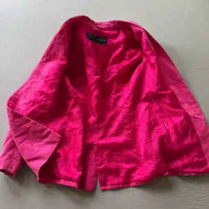 Zara hot pink collarless linen-blend blazer thumbnail 6