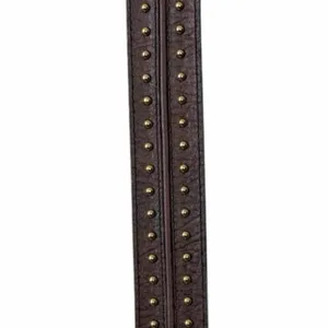 Western Boho Brown Studded Genuine Leather Belt Antique Gold Women’s Size Small thumbnail 7