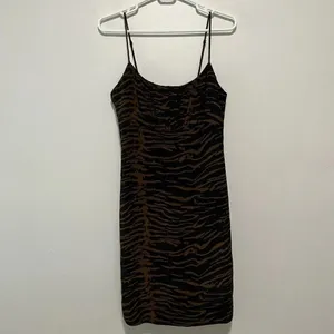 Staud Bell Zebra Print Mini Dress in Black and Brown‎ Spaghetti Strap Size 6 thumbnail 4