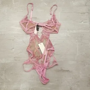 💕FOR LOVE AND LEMONS💕 Grace Bodysuit ~ Mauve Lace Medium XS NWT thumbnail 10