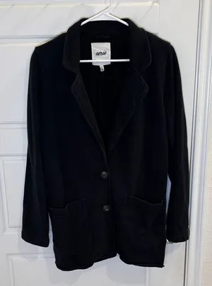 Aerie Black Knit Cardigan Blazer Button Front Cozy Sweater Jacket Size M thumbnail 1