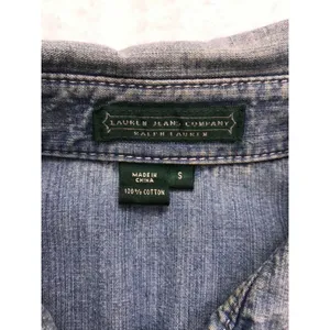 Lauren Ralph Lauren Denim Shirt Womens Small‎ Blue Pleated Puff Sleeve Western thumbnail 2