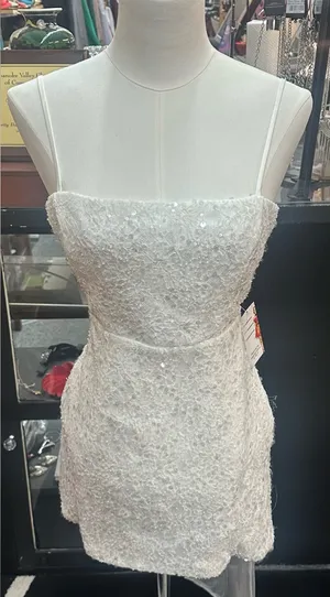 Windsor sz small white short formal dress with sequins thumbnail 3