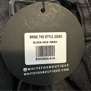 White Fox Bring The Style Low Rise Wide Leg Jeans Black Acid Wash Medium New thumbnail 7