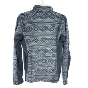Kari Traa Rothe Full Zip Fleece Jacket Black Grey Geometric Fair Isle XL 622061 thumbnail 3