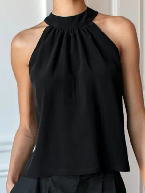 NEW Emerson Fry Pandora Black Halter Neck Sleeveless Top thumbnail 1