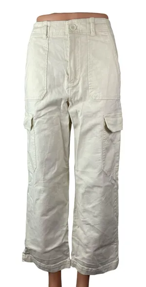 Z Supply Womens White High Rise Carrot Barrel Wide Leg Cargo Denim Jeans Pants S thumbnail 1