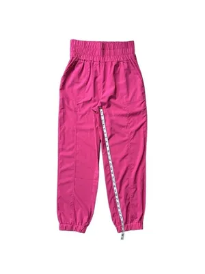 New In Smocked High Waist Elastic Waistband Joggers Hot Pink Size Large thumbnail 8