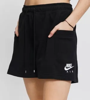 Nike Air Black High Rise Fleece Lounge Shorts Embroidered Logo Small thumbnail 1