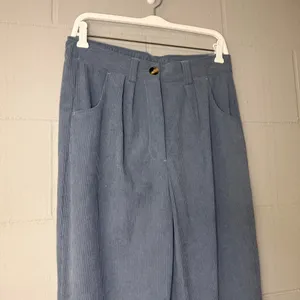 NWT HALARA Mid Rise Zipper Pocket Corduroy Casual Pants in Blue Women’s Sz Large thumbnail 6