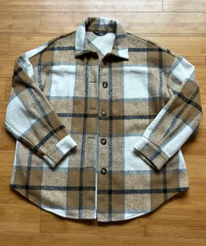 SheIn Tan Plaid  Shacket thumbnail 1
