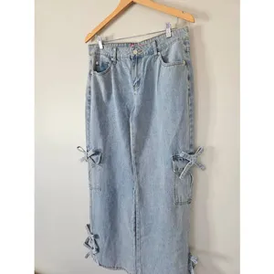 EDIKTED Low Rise Wide Leg Jeans Size Large‎ Bows 4 Days NEW thumbnail 5