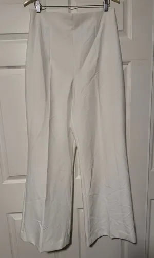 Zara White Ultra High Rise Wide Leg Legged Trousers Pants Luxury Tall thumbnail 1