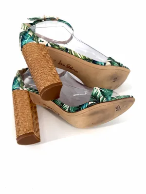 Sam Edelman Yaro Jade Palm Print Ankle Strap Summer Tropical Botanical Sandals thumbnail 5