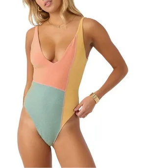 NWT O'Neill Mirage Colorblock Edgewater One-Piece Swimsuit Multi Pink Lurex S thumbnail 1