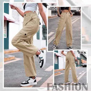 High Waisted Cargo Pants Khaki Tan Size 6 thumbnail 4