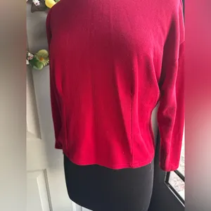Vintage 90s Express Tricot red crop ribbed turtleneck, size small thumbnail 4