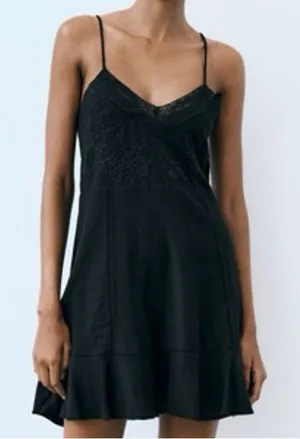 Nwt Zara Embroidered Mini Dress Size M thumbnail 1