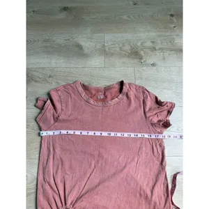 AERIE Cropped Keyhole Top short sleeve Burnt Orange/Rust distressed size M thumbnail 9