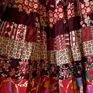 Her Style Tiered Floral Patchwork Maxi Skirt Flowy Cottagecore Boho Western thumbnail 5