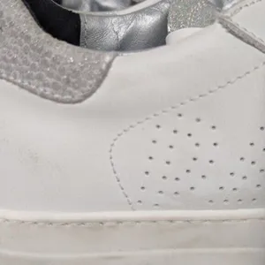 NEW P448 Thea White Leather Suede Sneaker Logo EUR 37 6.5-7 low top shoe sparkly thumbnail 6