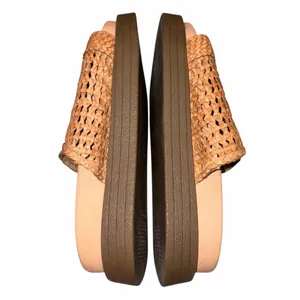 Free People Tan Woven Leather Chunky Platform Bondi Sandals Slides Shoes 10 thumbnail 5