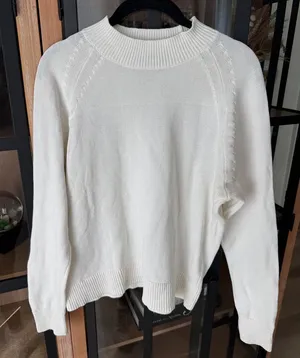 Quince 100% Organic Cotton Mock Neck Sweater crewneck ribbed top knit thumbnail 1