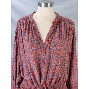 Rebecca Minkoff Floral Peasant Dress XXL Boho Smocked Tiered Mini -‎ AS IS thumbnail 4