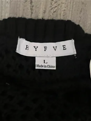 HYFVE Black Open Knit Crochet Open Back Maxi Dress Swim Coverup Size L thumbnail 2