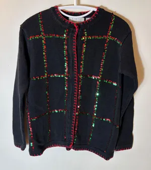 Lemon Grass Sequin Christmas Cardigan Sweater Size PS‎ thumbnail 1