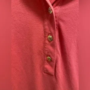 Tory Burch Pink Short Sleeve Polo Shirt With Gold Logo Buttons thumbnail 2