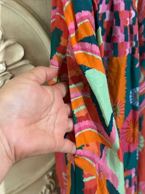 Farm Rio x Anthropologie Pleated Tropical Palm Midi Dress Size XXSmall thumbnail 9