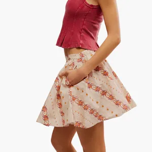 NWT Free People Gaia Floral Cotton Miniskirt Small, IVORY COMBO thumbnail 4