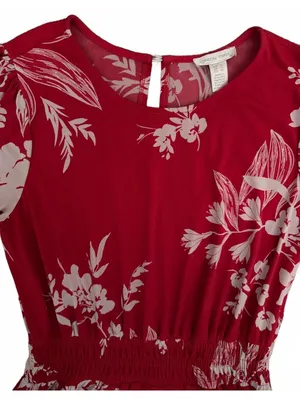 London Times Dress Size 10 Red Floral Cottage Coquette Girl Retro Tropical Flare thumbnail 4
