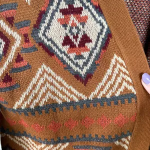 Savanna Jane Southwestern Sweater Brown Coastal Cowgirl Pattern Cardigan Large thumbnail 7